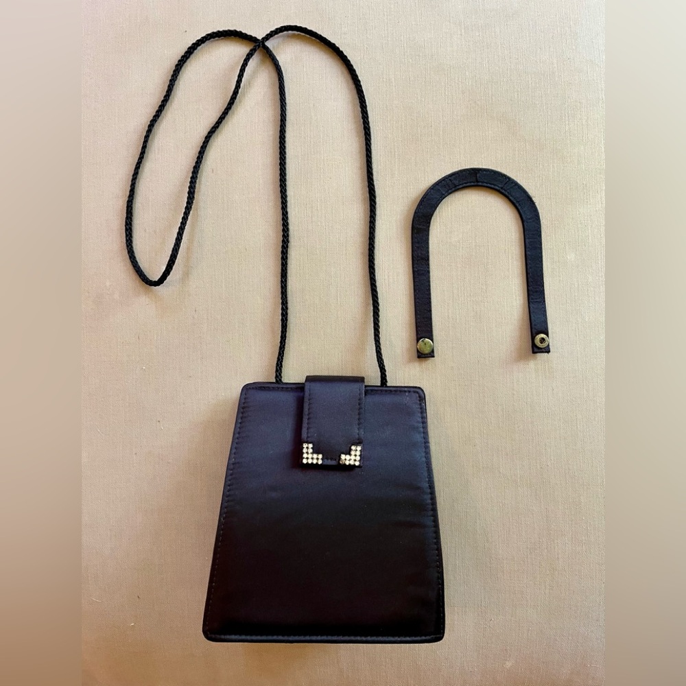 Vintage black satin shoulder bag
